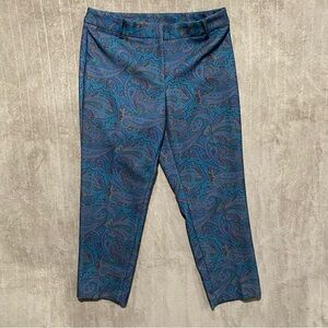 Talbots Womens Medium 8-10 Blue Paisley Print Pants Hampshire Stretch Dress